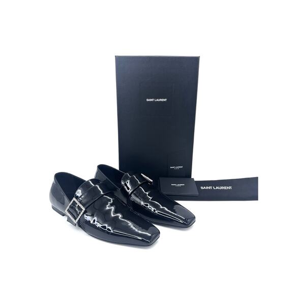 NIB Saint Laurent Tristan Loafers EU 42 US 9 Crystal Black Patent Leather $1,390 main image 15